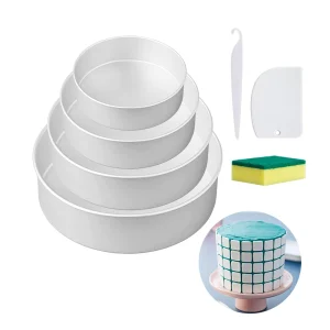 6/8/10/12 Inch Fixed Base Cake Pan/Tin Round Aluminum Bake Pan With Scrub Sponge Cake Scraper/Stripping Cheesecake Mould 10073