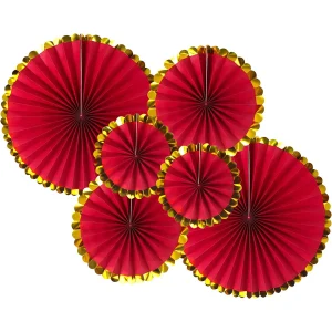 6PCS/Set Red Golden Foil Spring Festival Christmas Decoration Wedding Paper flower Red Haning New Year Happy Birthday Party