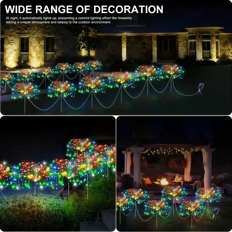 6Pack Outdoor Solar Garden Lights LED Garden Lights 8 Lighting Modes Courtyard Lamp IP65 Solar Landscape Light - Image 6