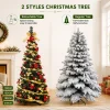 6ft Pre-Lit Pop Up Pencil Christmas Tree Collapsible PVC Fully Decorated with LED Lights Ornaments for Home Holiday Decor