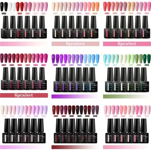 6pcs Gel Nail Polish Set HEMA Free 7ml Semi Permanent Soak Off UV Gel Varnish Nail Art Decoration Summer Nails Nail Supplies DIY