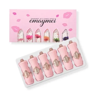 6pcs Make Up Lipstick Set Dry Flower Jelly Crystal Clear Long Lasting Moisturizing Lips Color Change Pink Lip Gloss Cosmetics