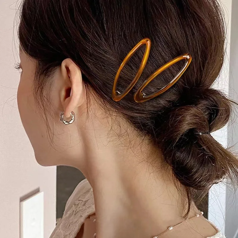 6pcs/pack Geometric Leopard Solid Snap Hairpins Fashion Alloy Bobby Pins Water-drop Oval Hair Clips Headwear For Women Girls - Image 4