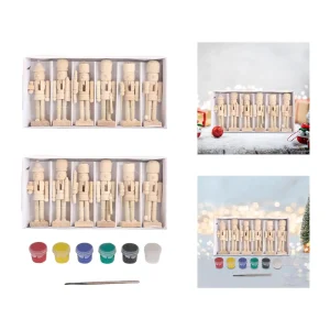 6x DIY Wooden Christmas Nutcrackers Paintable for Holiday Bedroom Office