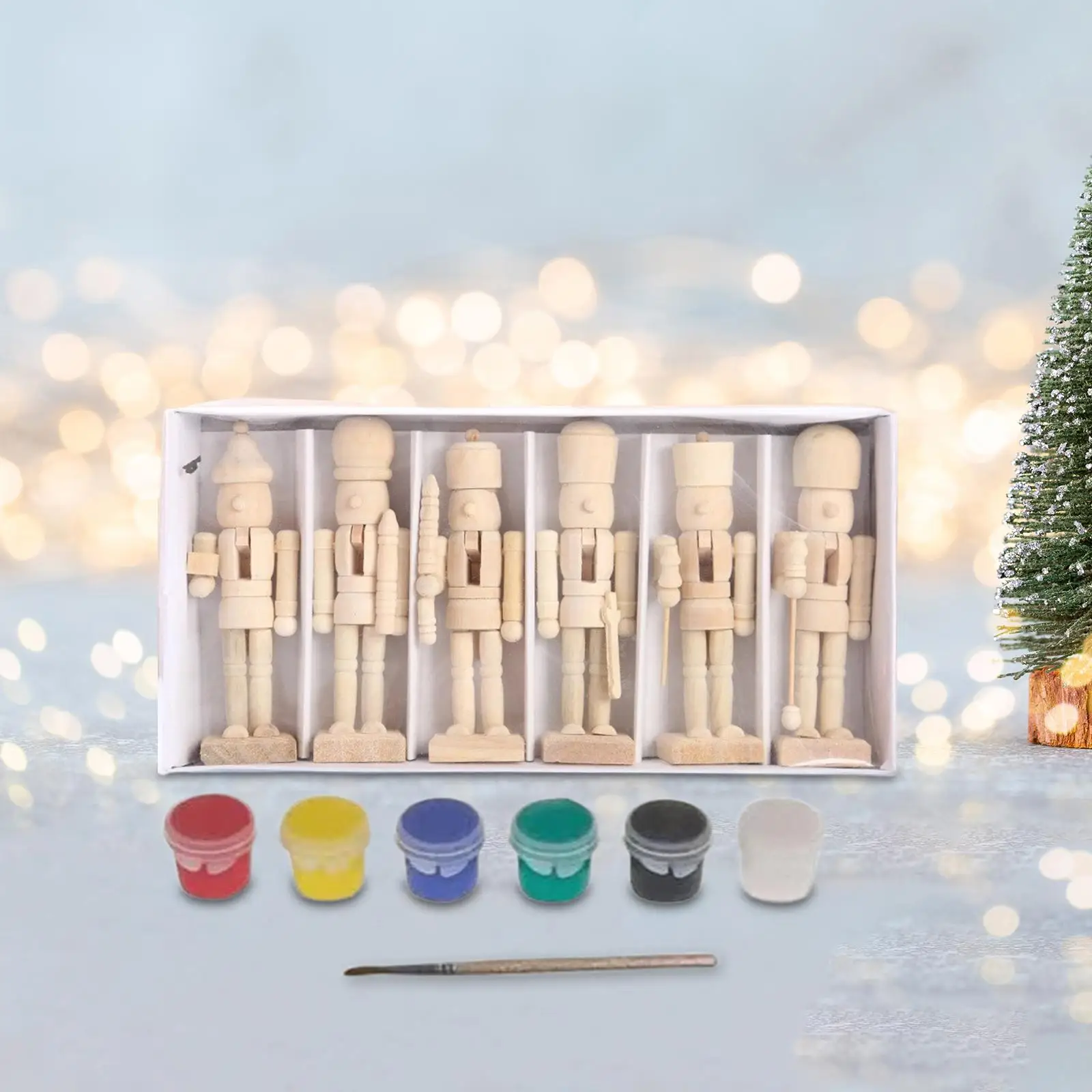 6x DIY Wooden Christmas Nutcrackers Paintable for Holiday Bedroom Office 6x DIY Wooden Christmas Nutcrackers Paintable for Holiday Bedroom Office