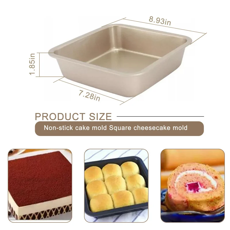 7.5 Inch Square Baking Tray Non-Stick Carbon Steel Toast Plate Cake Bread Baguette Oven Bakeware Pie Pizza Cake Mold Baking Pan - Image 6