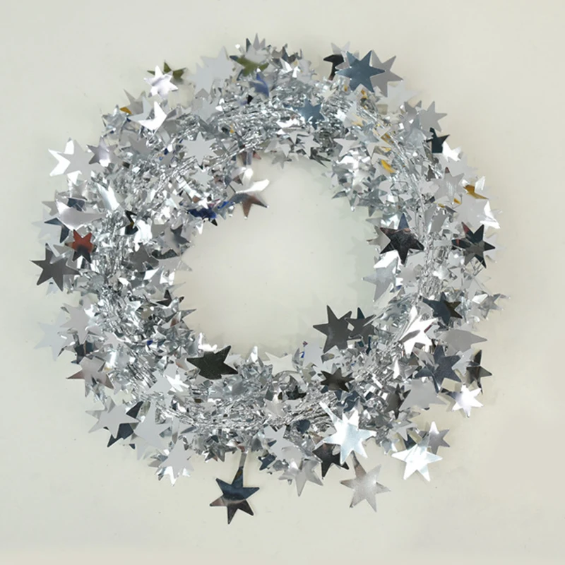7.5m Christmas Wreath Decorative Iron Wire Star Aluminum Foil Drawstring Ribbon Christmas Tree Decorative Performance Props - Image 4