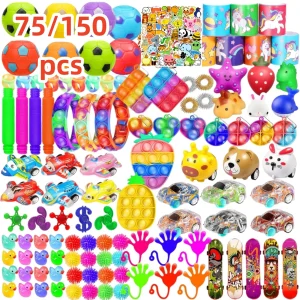 75/150Pack Fidget Toys Bulk, Party Favors for Kids, Treasure Box Toys for Classroom, Stocking Stuffers Goodie Bag for Boys Girls