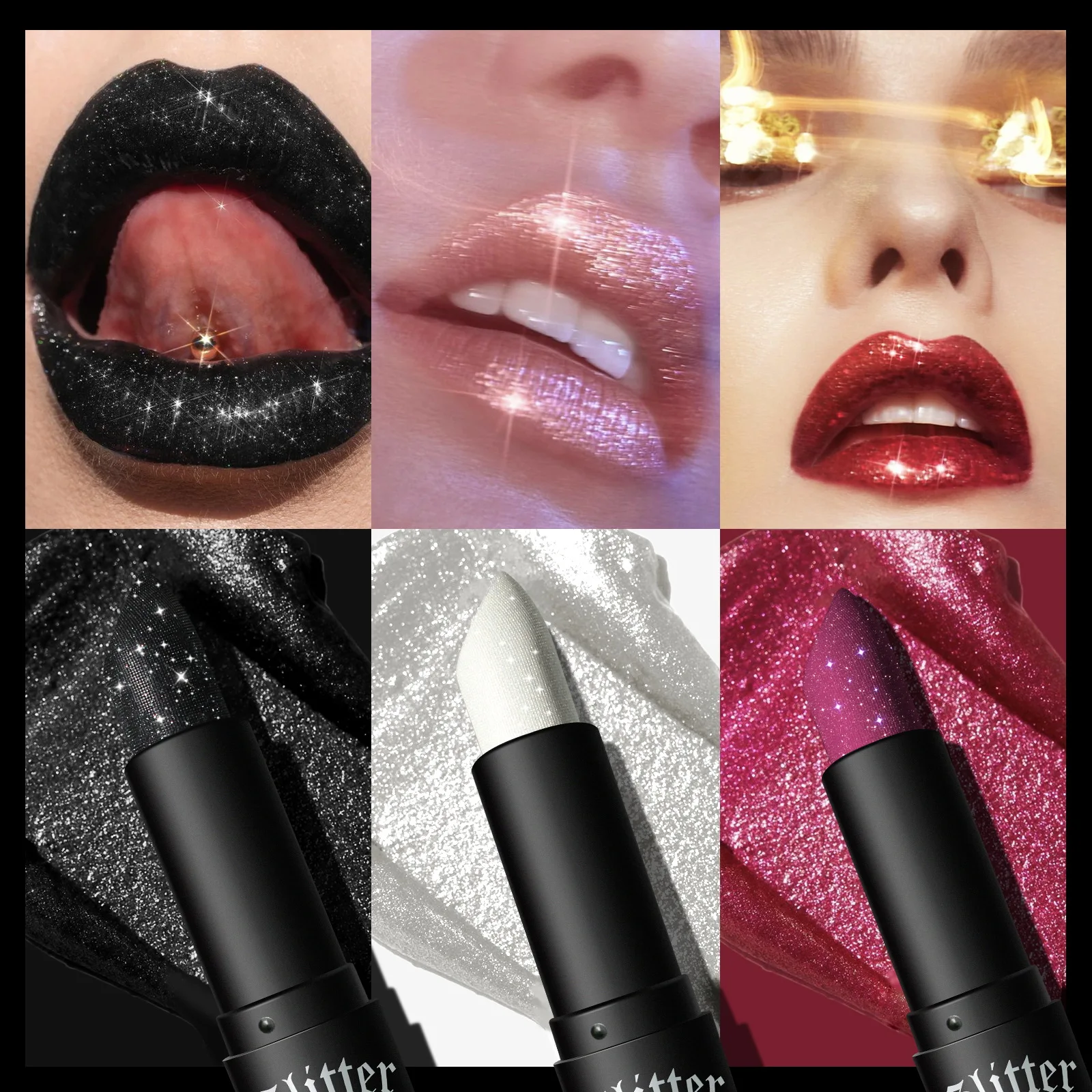 7Colors Glitter Lipstick Waterproof Long Lasting Diamond Pearlescent Metallic Lipstick Black Lipgloss Women Lips Makeup Cosmetic - Image 3