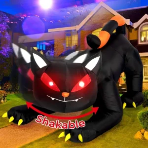 7FT Inflatable Toy Black Cat Model Halloween Day of the Dead Decoration Built-in LED Lights Outdoor Ornament Party Garden Decor