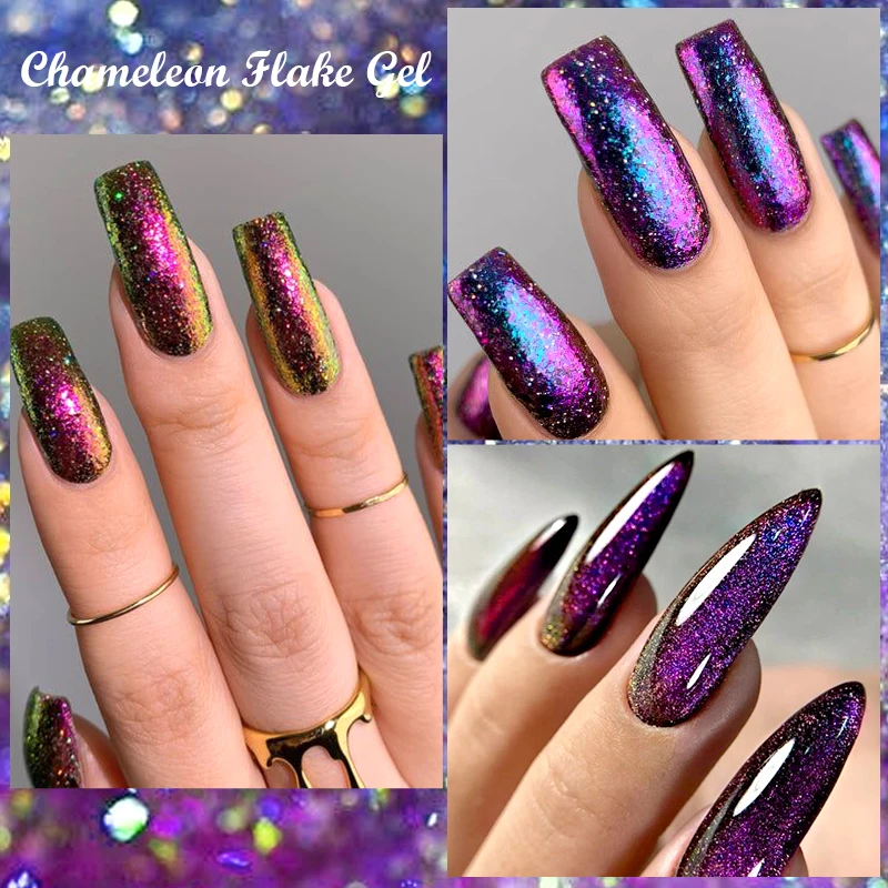 7ml Chameleon Glitter Sequins Gel Nail Polish Aurora Laser Semi Permanent Nail Gel Varnish Hybrid Soak Off UV Gel For Manicure - Image 3