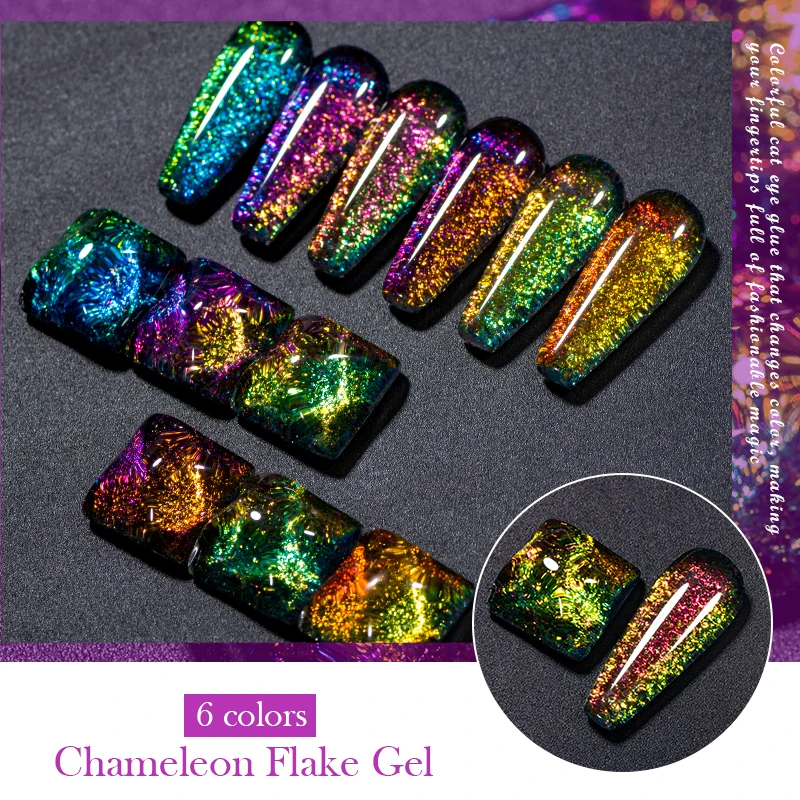 7ml Chameleon Glitter Sequins Gel Nail Polish Aurora Laser Semi Permanent Nail Gel Varnish Hybrid Soak Off UV Gel For Manicure - Image 4
