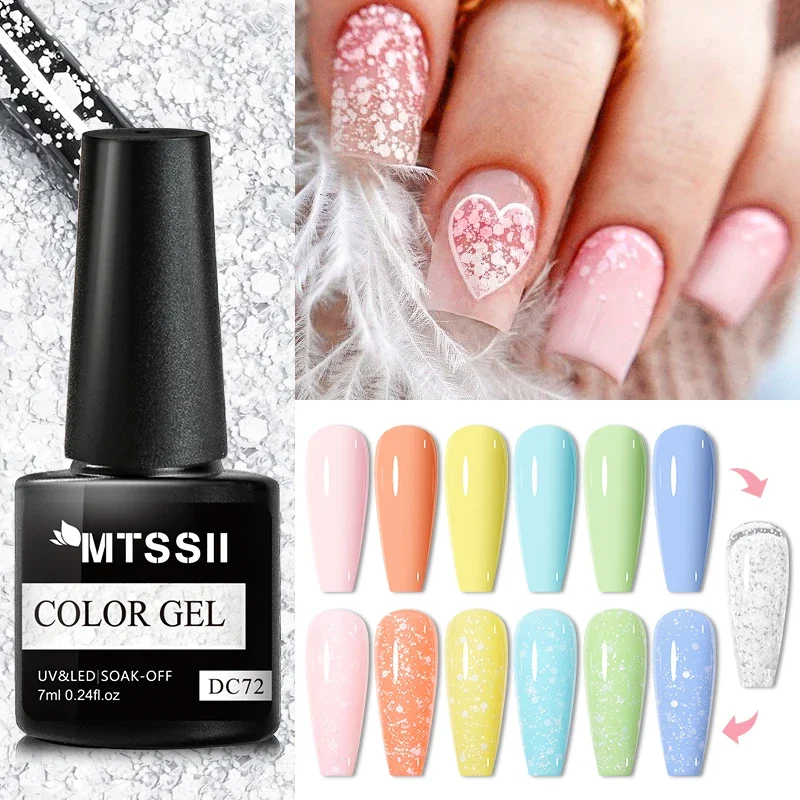 7ml Snowflake Gel Nail Polish Milky White Green Glitter Snow Sequins Semi Permanent Soak Off UV Nail Art Varnish Nail Supplies - Image 2