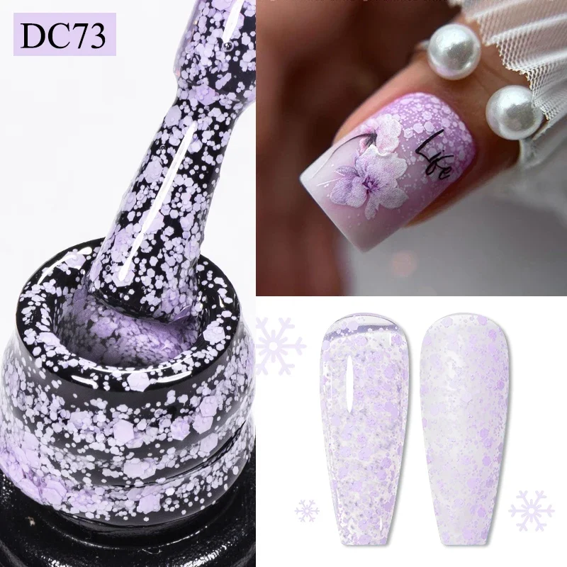 7ml Snowflake Gel Nail Polish Milky White Green Glitter Snow Sequins Semi Permanent Soak Off UV Nail Art Varnish Nail Supplies - Image 5