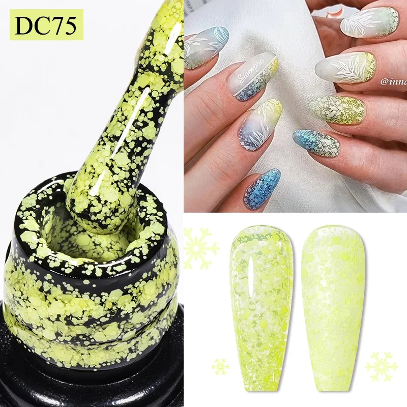 7ml Snowflake Gel Nail Polish Milky White Green Glitter Snow Sequins Semi Permanent Soak Off UV Nail Art Varnish Nail Supplies - Image 4