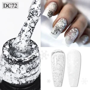 7ml Snowflake Gel Nail Polish Milky White Green Glitter Snow Sequins Semi Permanent Soak Off UV Nail Art Varnish Nail Supplies