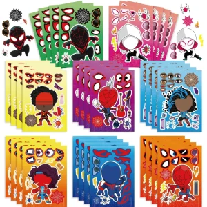 8/24pcs Spider Man Puzzle Stickers For Boys Make-a-Face Toy Cartoon Kid Game Assemble Jigsaw Children Party Kid Gift SS