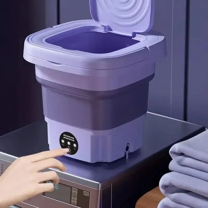 8L Foldable Washing Machine with Spin Dryer Apartments Travel Portable Socks Underwear Panties Baby Clothe Washer Machine - Image 3