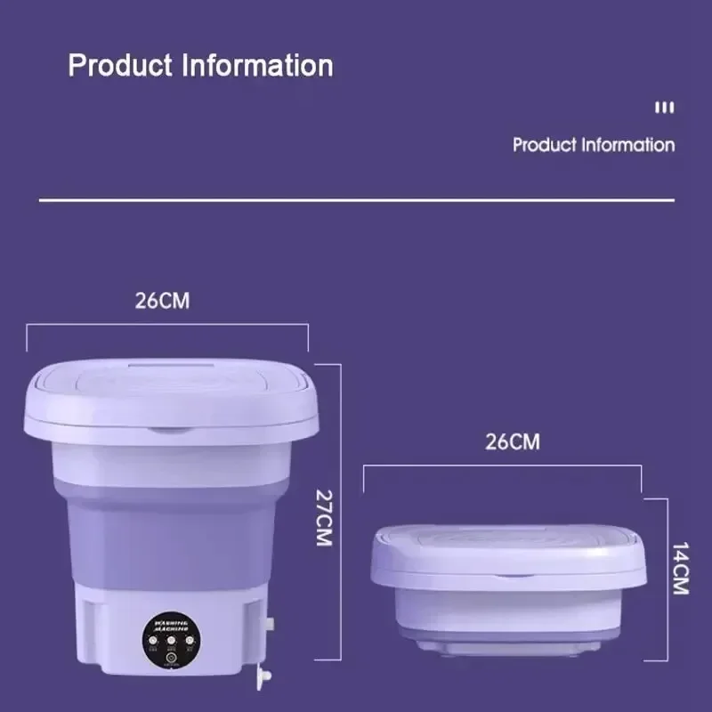 8L Foldable Washing Machine with Spin Dryer Apartments Travel Portable Socks Underwear Panties Baby Clothe Washer Machine - Image 4