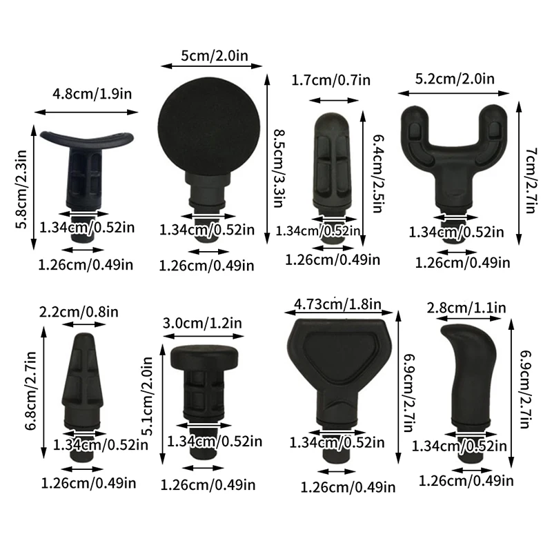 8PCS Replacement Heads For Massage Muscle Stimulator Body Relaxation Shaping Exercising Fascia Massager Heads