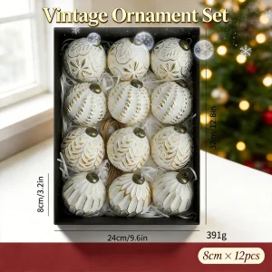 8cm Vintage Christmas Decorative Ball Plastic Christmas Tree Ornaments Scene Setup Christmas Ball for Holiday Decoration