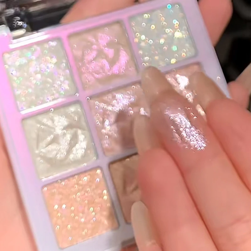 9 Colors Glitter Snowflake Eyeshadow Palette Dream Girl Pearly Eye Shadow Matte Matte Highlights Cool Tone Charming Eyes Makeup - Image 5