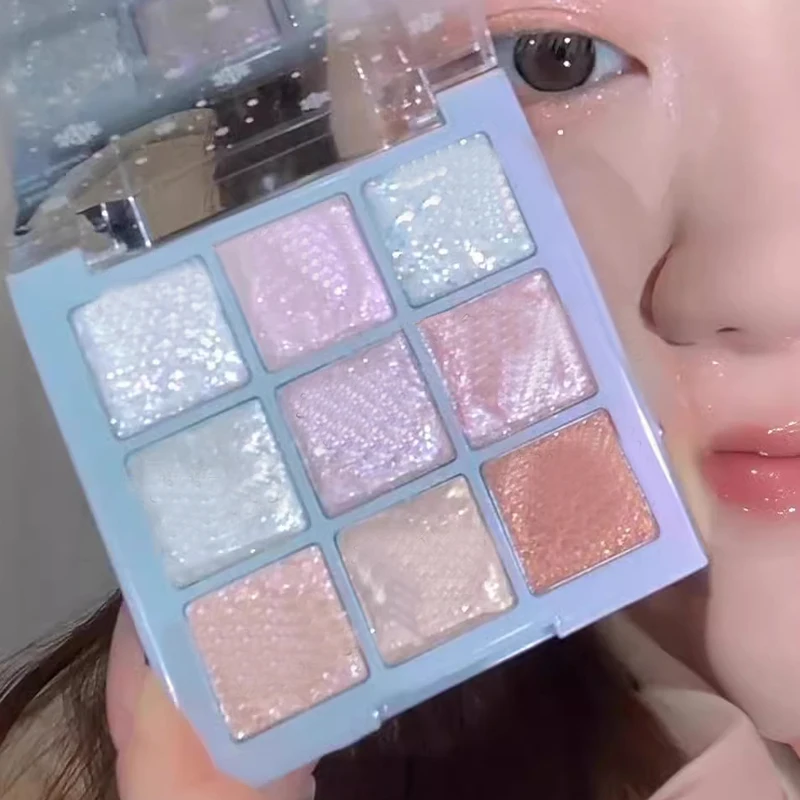 9 Colors Glitter Snowflake Eyeshadow Palette Dream Girl Pearly Eye Shadow Matte Matte Highlights Cool Tone Charming Eyes Makeup - Image 6