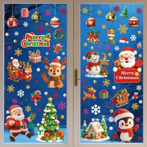 9-Piece Merry Christmas Window Decals Santa Claus Theme Home Decor 2026 Christmas Party Supplies Christmas Gift Decorations