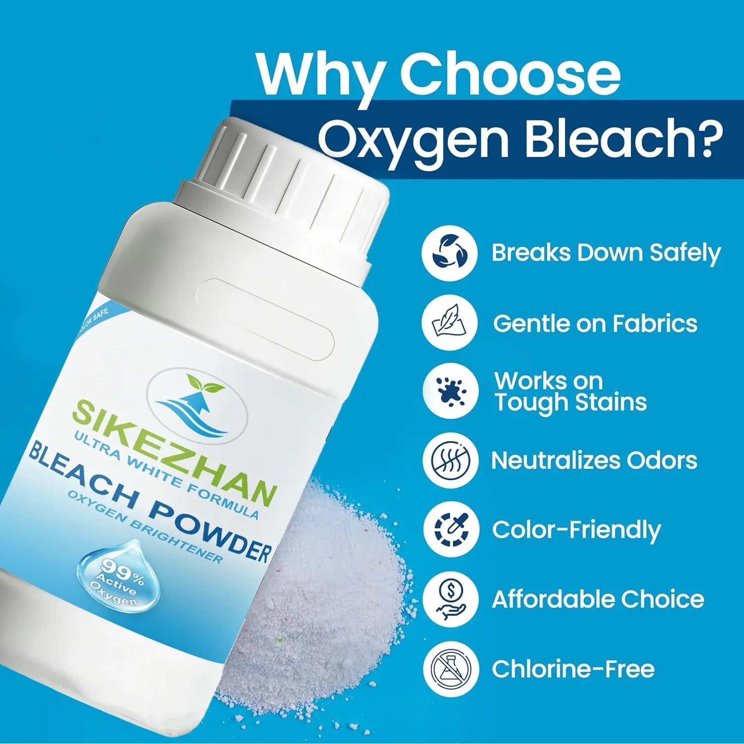 99% Pure Sodium Percarbonate Oxygen Bleach Powder. Chlorine-Free Laundry Stain Remover & Whitener.Color-Safe All-Purpose Cleaner - Image 2