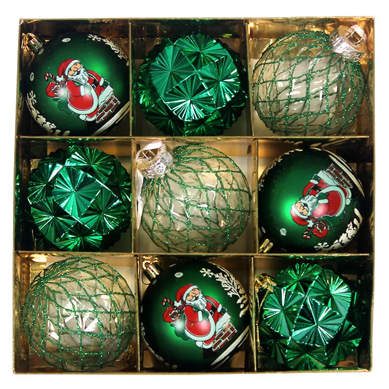 9pcs/Box Christmas Ball Electroplated Translucent Plastic Ball Set Hanging Tree Pendant Decoration Merry Christmas Gift Box - Image 2