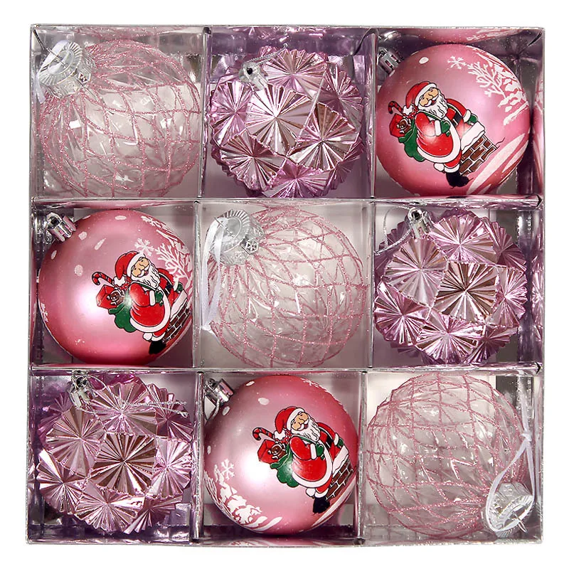 9pcs/Box Christmas Ball Electroplated Translucent Plastic Ball Set Hanging Tree Pendant Decoration Merry Christmas Gift Box - Image 3