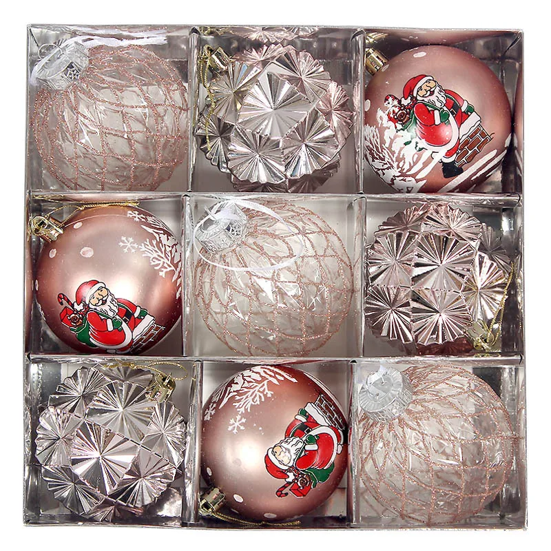 9pcs/Box Christmas Ball Electroplated Translucent Plastic Ball Set Hanging Tree Pendant Decoration Merry Christmas Gift Box - Image 4