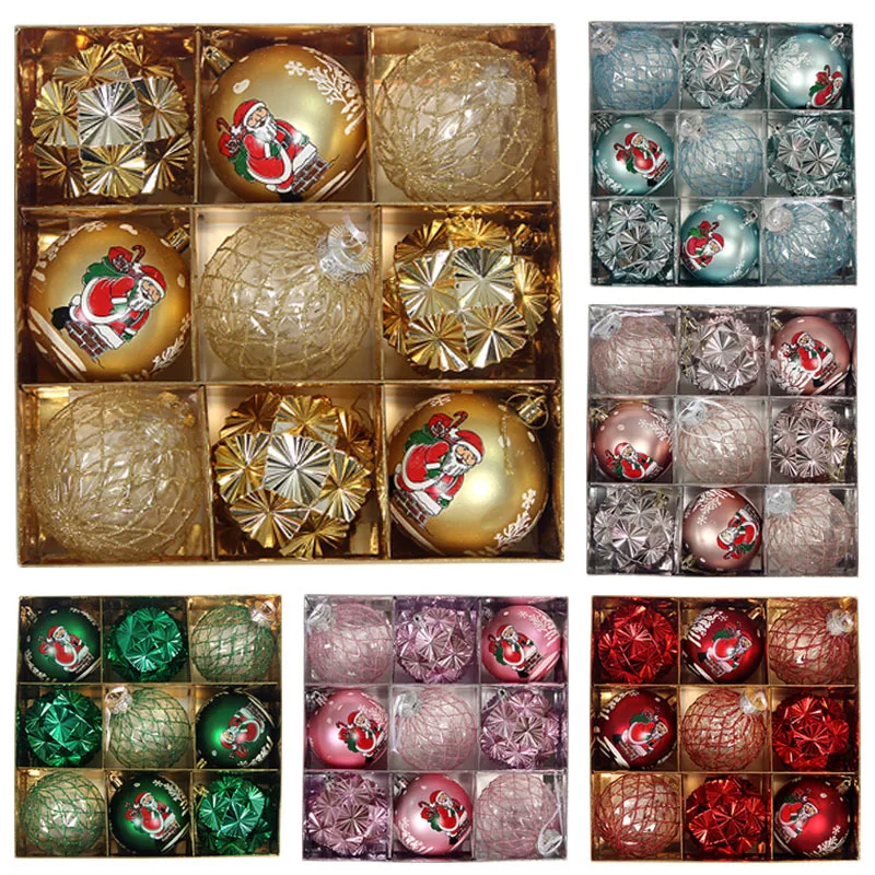9pcs/Box Christmas Ball Electroplated Translucent Plastic Ball Set Hanging Tree Pendant Decoration Merry Christmas Gift Box - Image 5