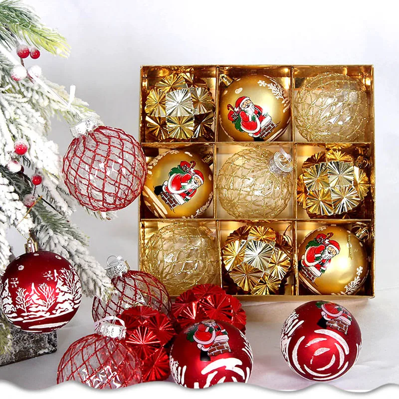 9pcs/Box Christmas Ball Electroplated Translucent Plastic Ball Set Hanging Tree Pendant Decoration Merry Christmas Gift Box - Image 6
