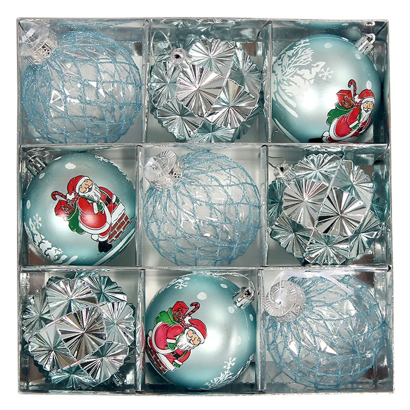9pcs/Box Christmas Ball Electroplated Translucent Plastic Ball Set Hanging Tree Pendant Decoration Merry Christmas Gift Box