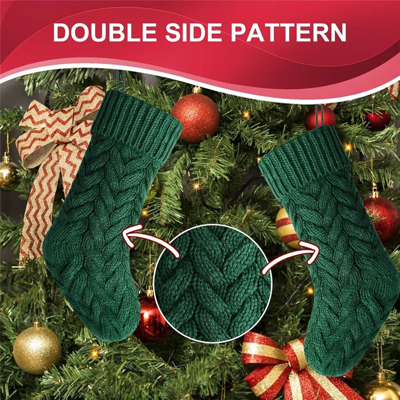 A96I-Christmas, 46Cm Large Christmas Stockings Decoration Christmas Stockings Knitted Gift Bag Christmas Sublimation - Image 4