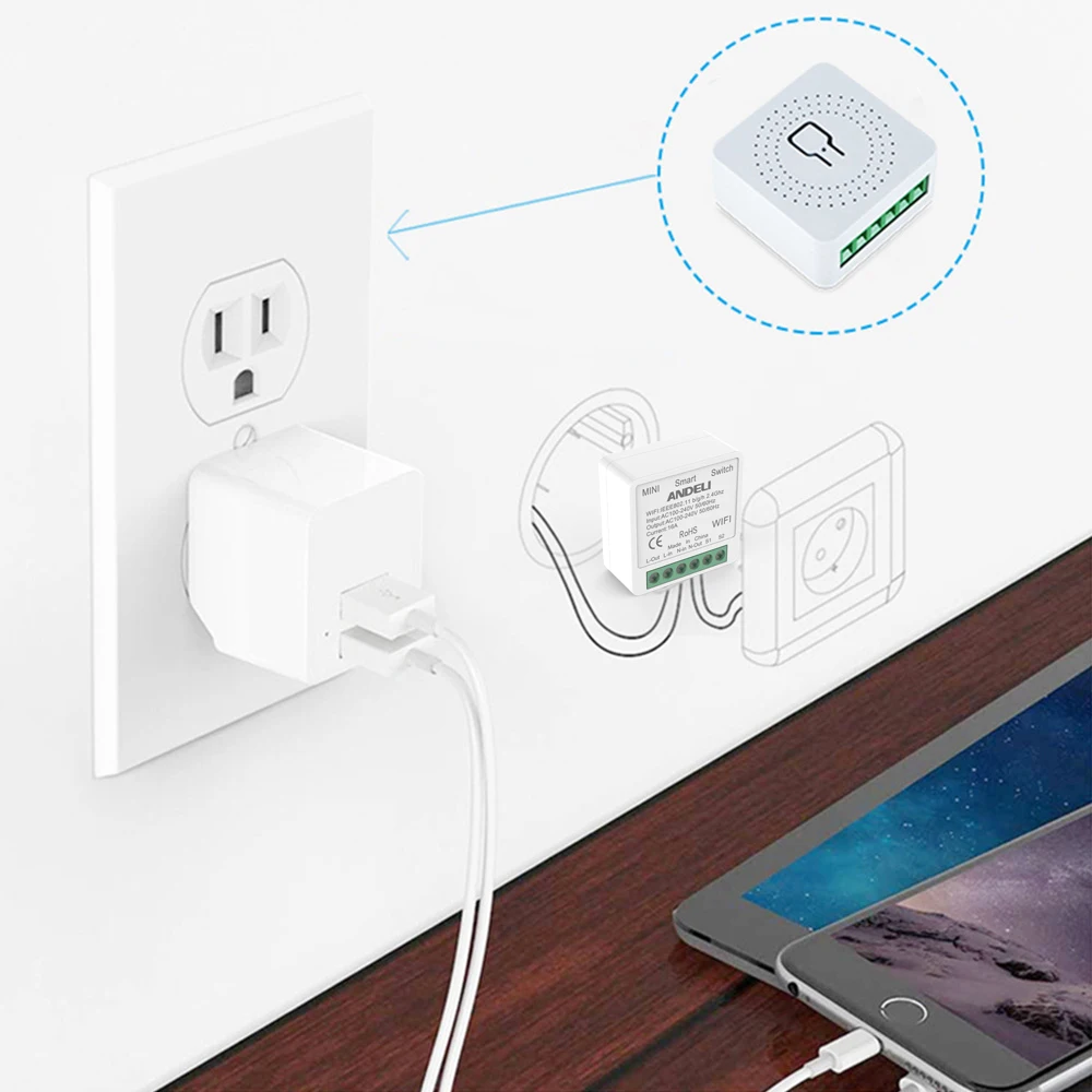 ANDELI DIY WiFi Mini Smart Light Switch 16A Two Way Control Tuya/Smartlife APP Remote Control for Alexa Google Home Automation - Image 6