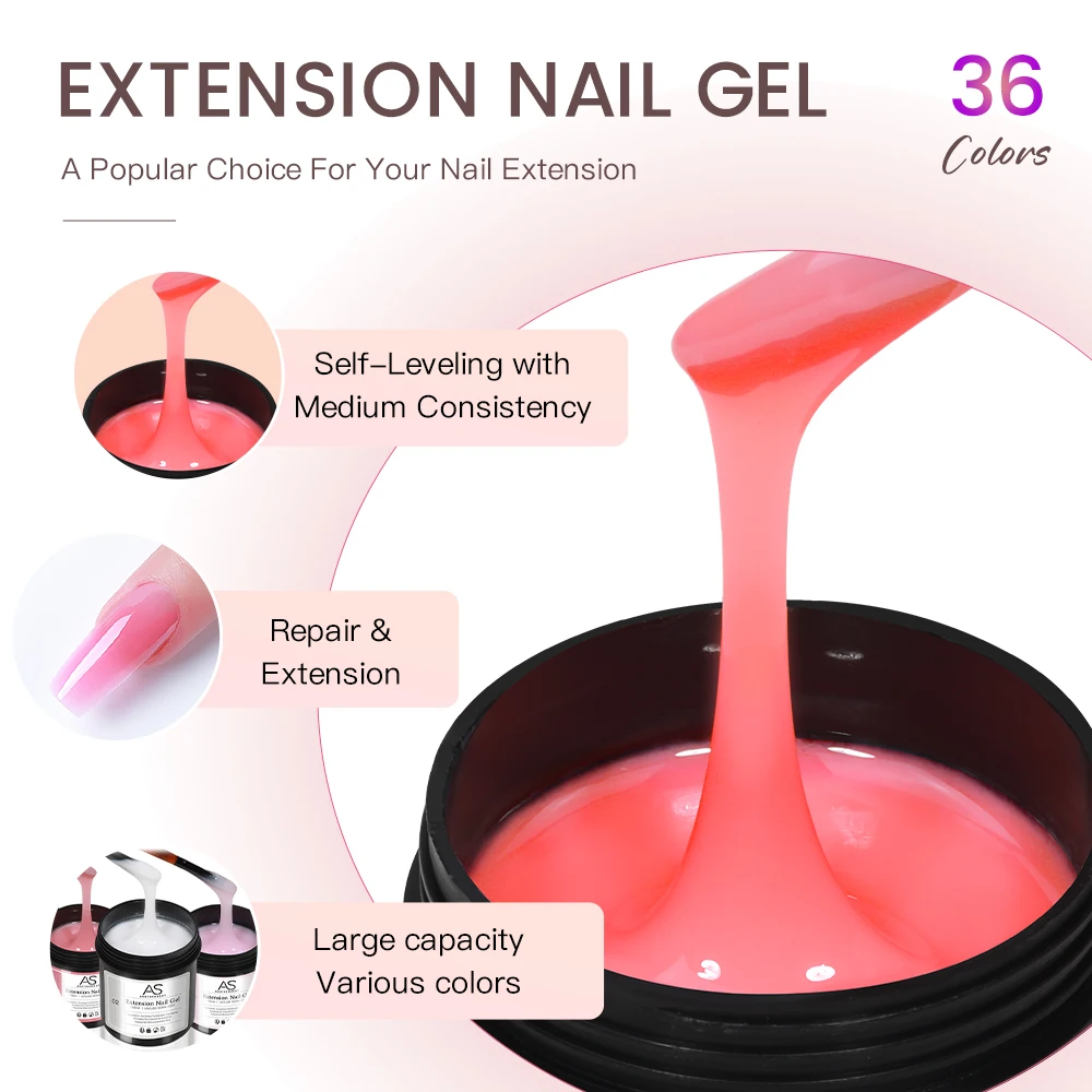 AS 150ml Tpo Free Hema Free Nail Extension Gel Pink White Acrylic Semi-Permanent Gel Varnish Builder Suitable for DIY Design - Image 3