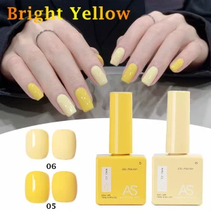 AS 1pc 15ml Bright Yellow Gel Nail Polish Starter Pure Soak Off No Wipe Nail Gel Polish Varnish Suitable For All Seasons