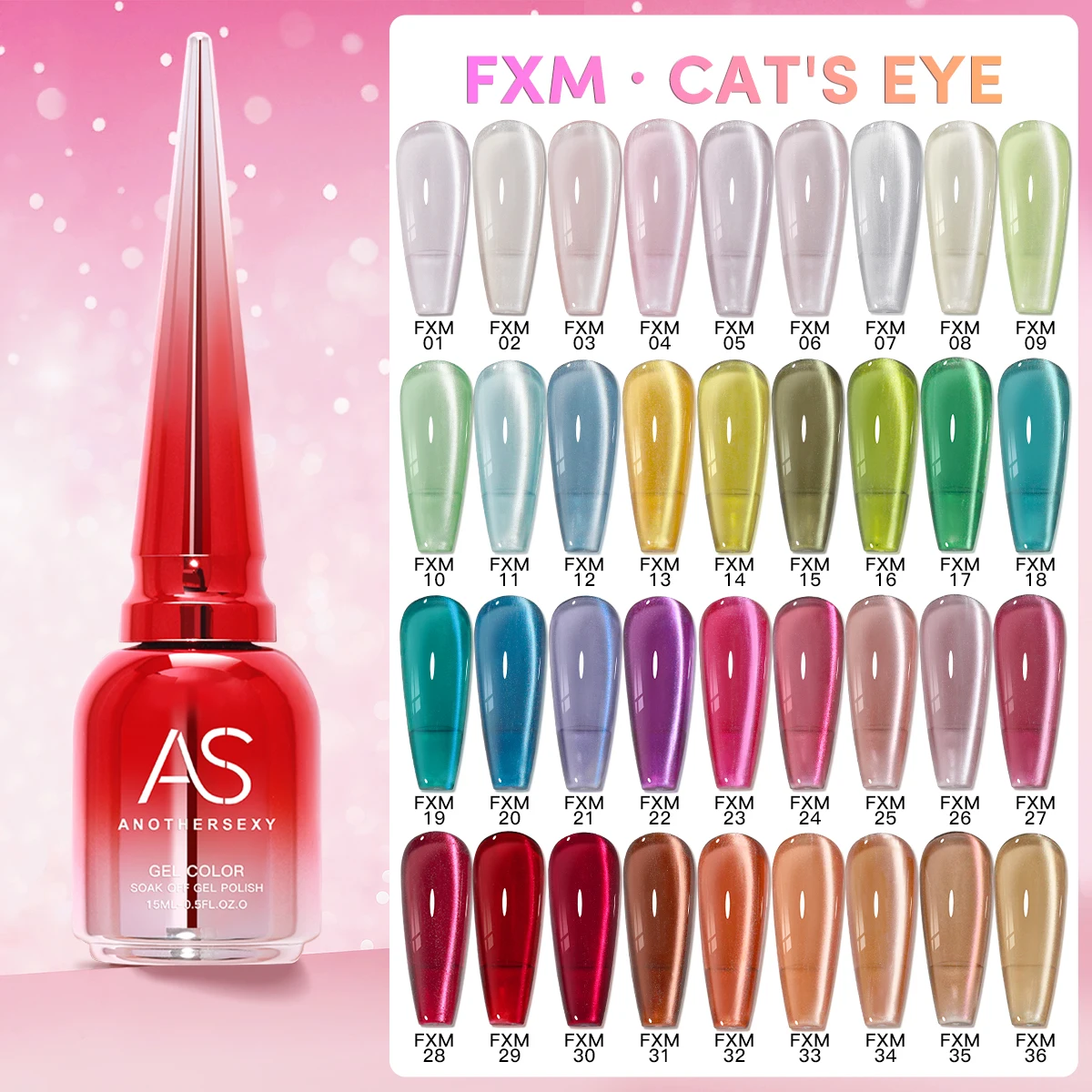 AS 36 Colors Cat Eye Magnetic Gel Nail Polish 15ml Full Coverage Vernis Semi Permanent Super Gorgeous Nail Manicure Varnish Gel