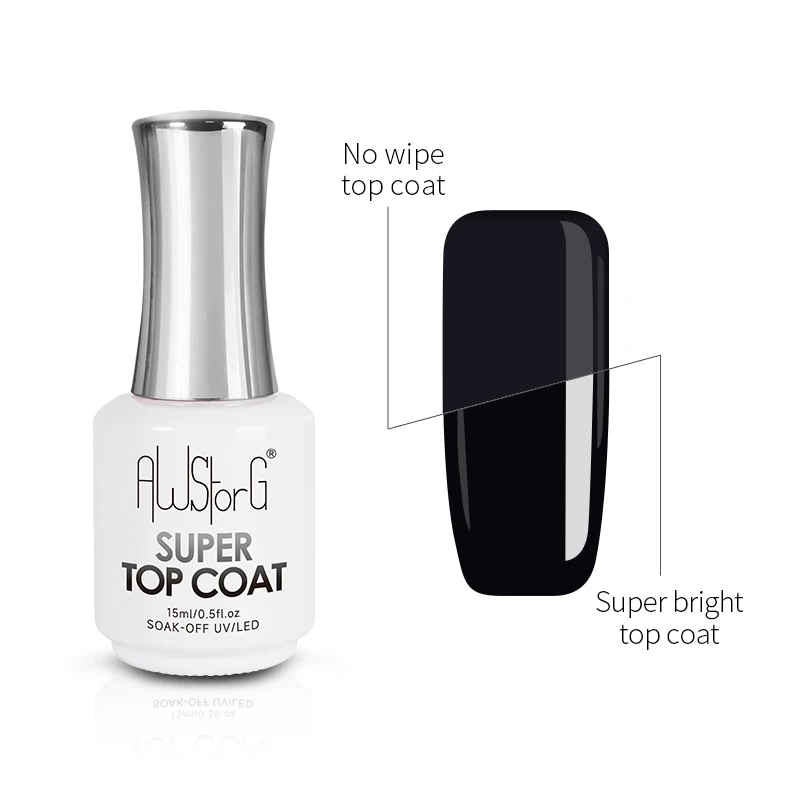 AWStorG 15ML Super Top Coat Nail Art Gel Varnish Semi Permanent Soak Off No Wipe UV Gel Varnish Shining Clear Top Coat - Image 4