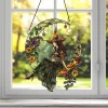 Acrylic Halloween Witch on Moon Suncatcher, Colorful Floral, Art Leaf, Crescent Moon Hanging Window Ornaments for Home & Garden