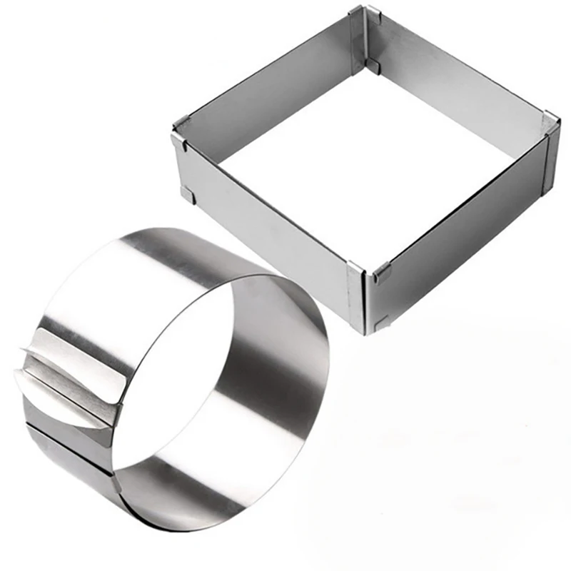 Adjustable Mousse Ring Set Round Square Stainless Steel Cake Baking Mold Birthday Wedding Cake Decorating Tools - Image 2