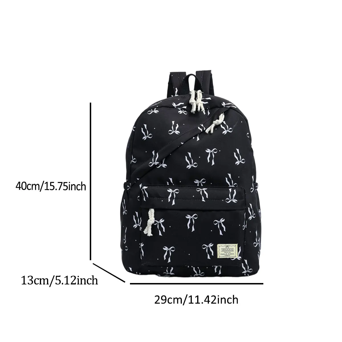 Advanced Fashion Bow Dot Printed Backpack Nylon Lightweight Large Capacity Diagonal Zipper Backpack Campus Student Backpack - Image 2