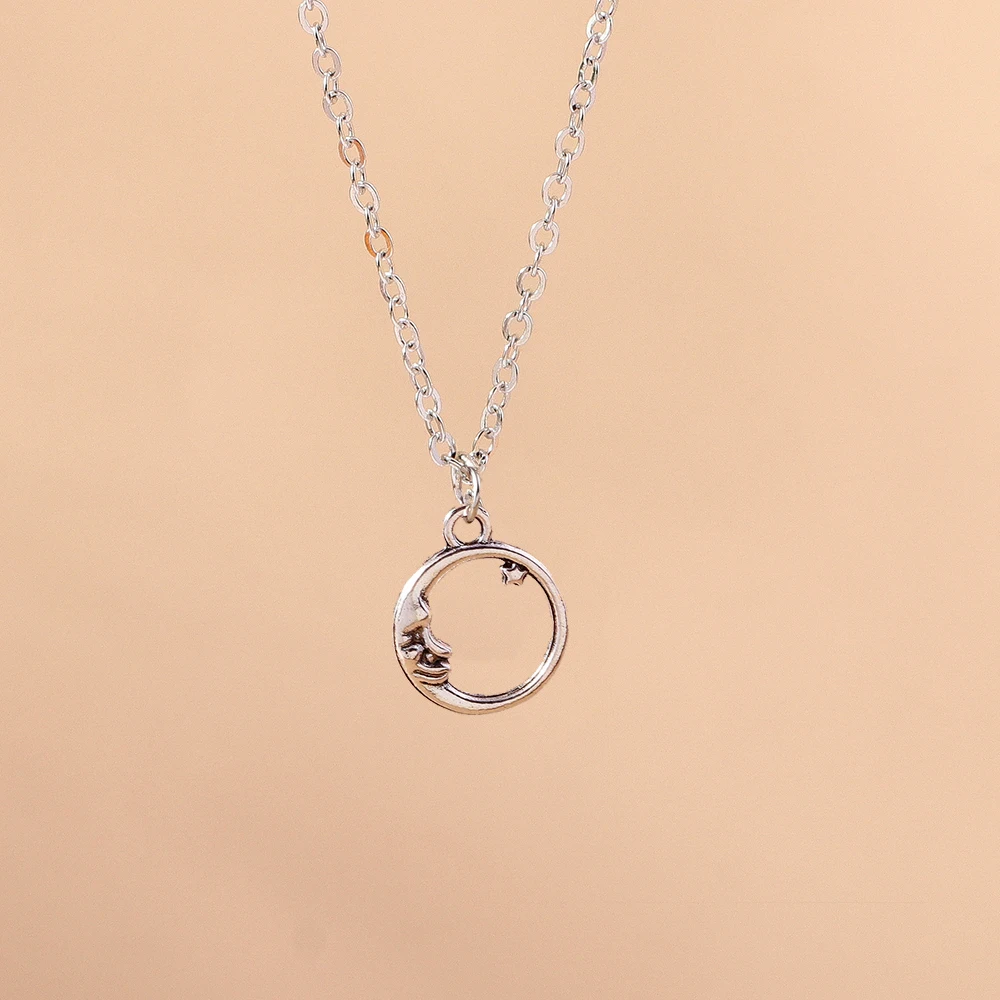 Aihua Exquisite Y2K Silver Color Crystal Sun Moon Star Necklaces for Women Korean Temperament Clavicle Chain Jewelry Gifts - Image 2