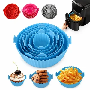 Air Fryer Silicone Basket Reusable Liner Baking Tray Mold Round Pot Pizza Fried Chicken Plate Oven Sheet Kitchen Gadgets Tool