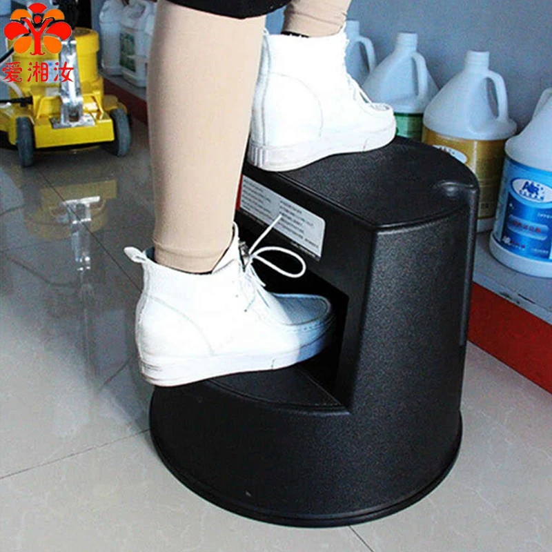 Aixiangru Black 2-Step Movable Ladder Footstool with Wheels Removable Stepladder for Shop And Domestic Use