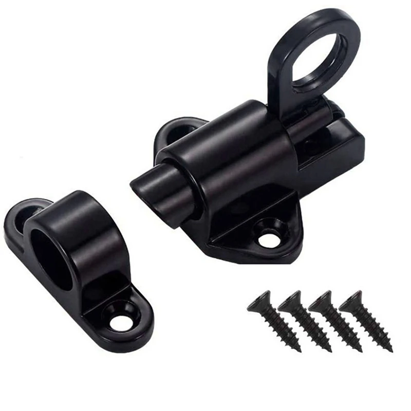 Aluminum Alloy Security Automatic Window Gate Lock Spring Bounce Door Bolt Latch, Black - Image 2