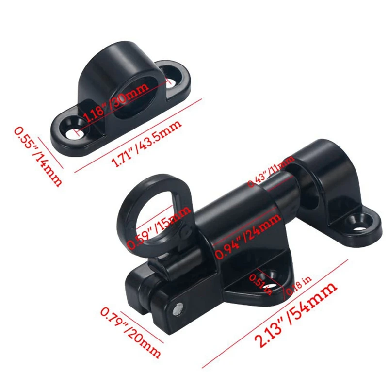 Aluminum Alloy Security Automatic Window Gate Lock Spring Bounce Door Bolt Latch, Black - Image 5