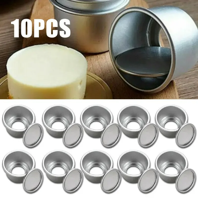 Aluminum Round For Mini Cake Pan Set 10Pcs 2 Inch With Removable Base For Pudding For Mold Baking And Pastry Containers